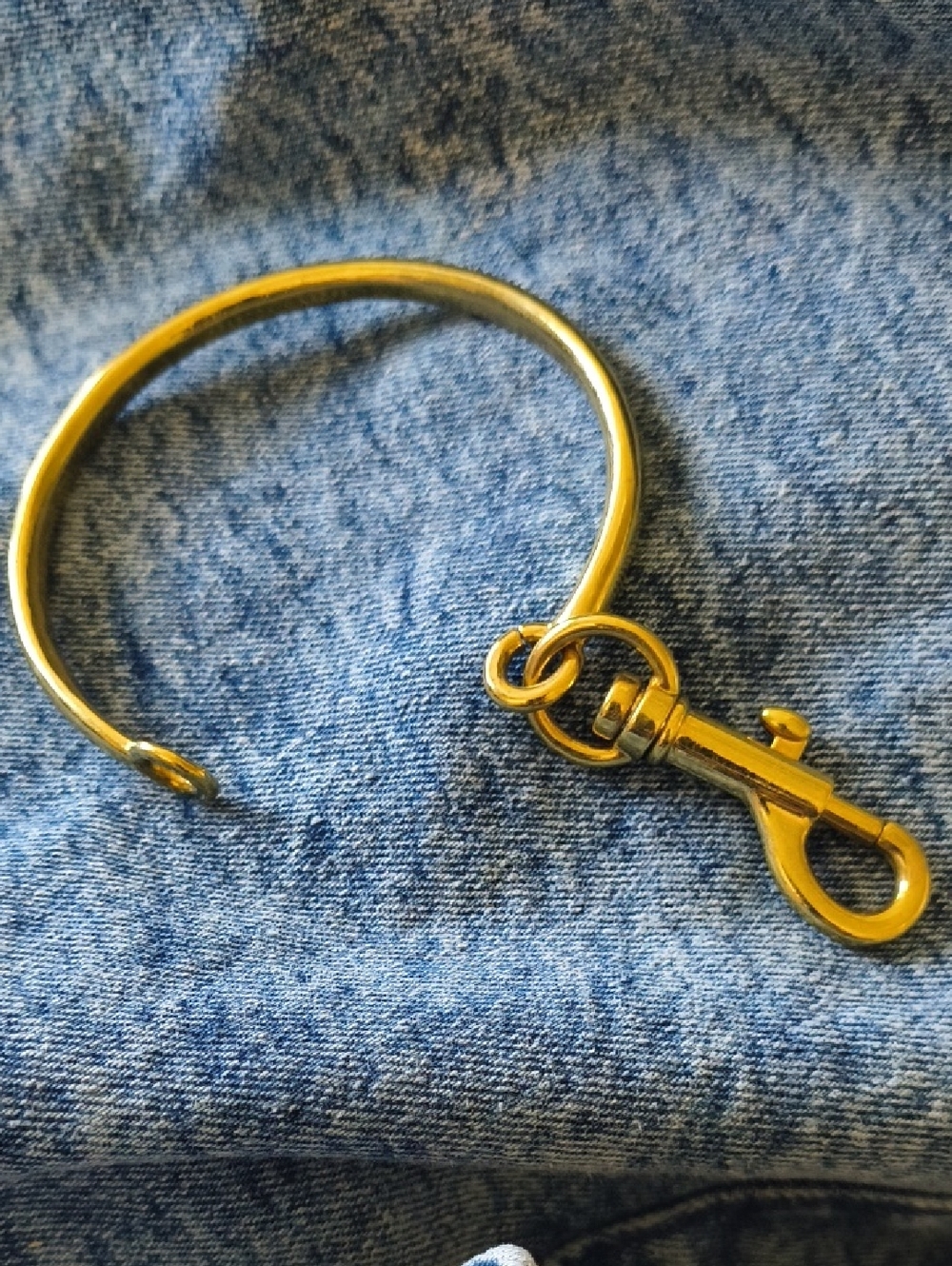 Rebecca Minkoff Brass hook hinge bracelet with shackle clasp NWOT - Picture 3 of 6